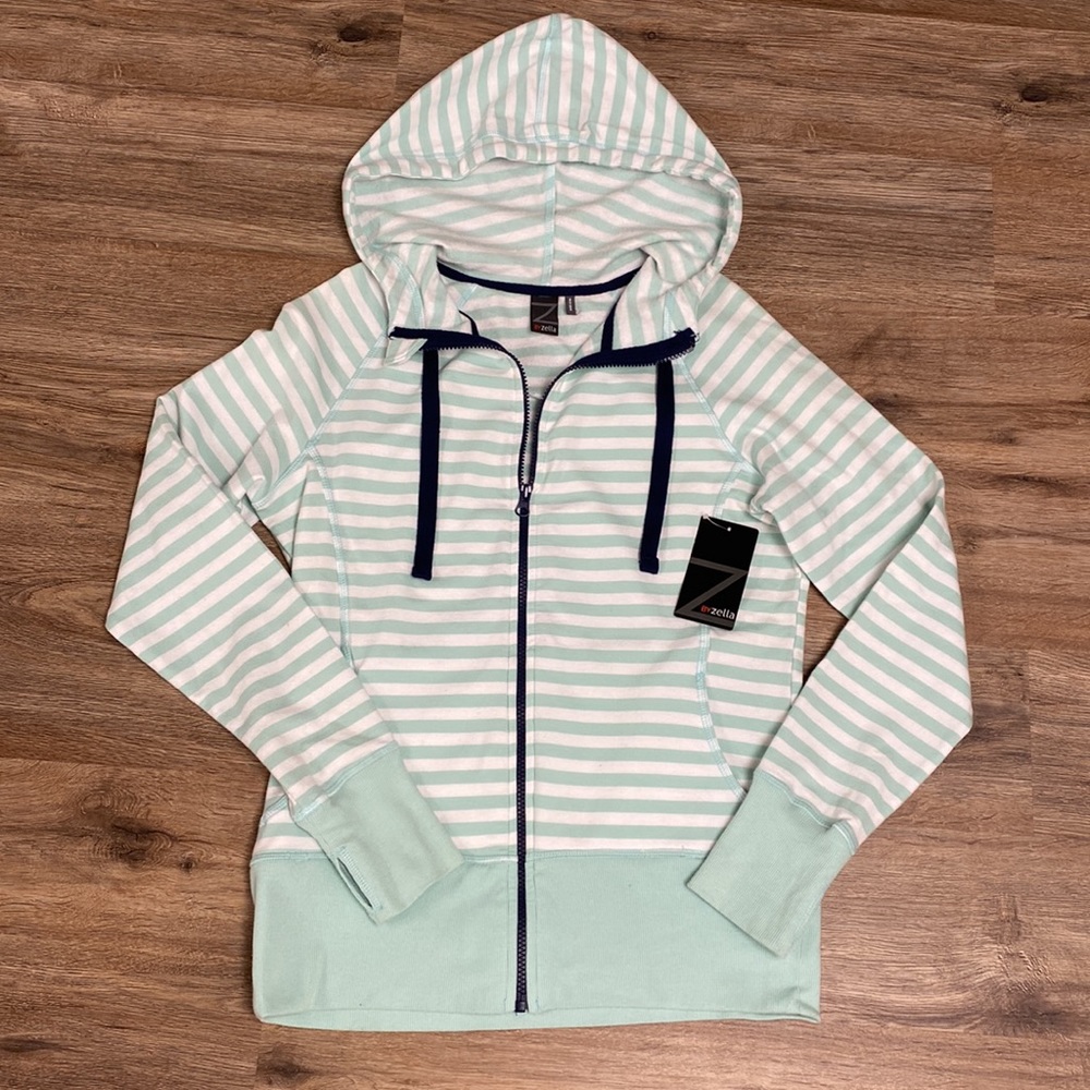NWT Z By Zella Striped Zip Up Hoodie Jacket- Size Medium